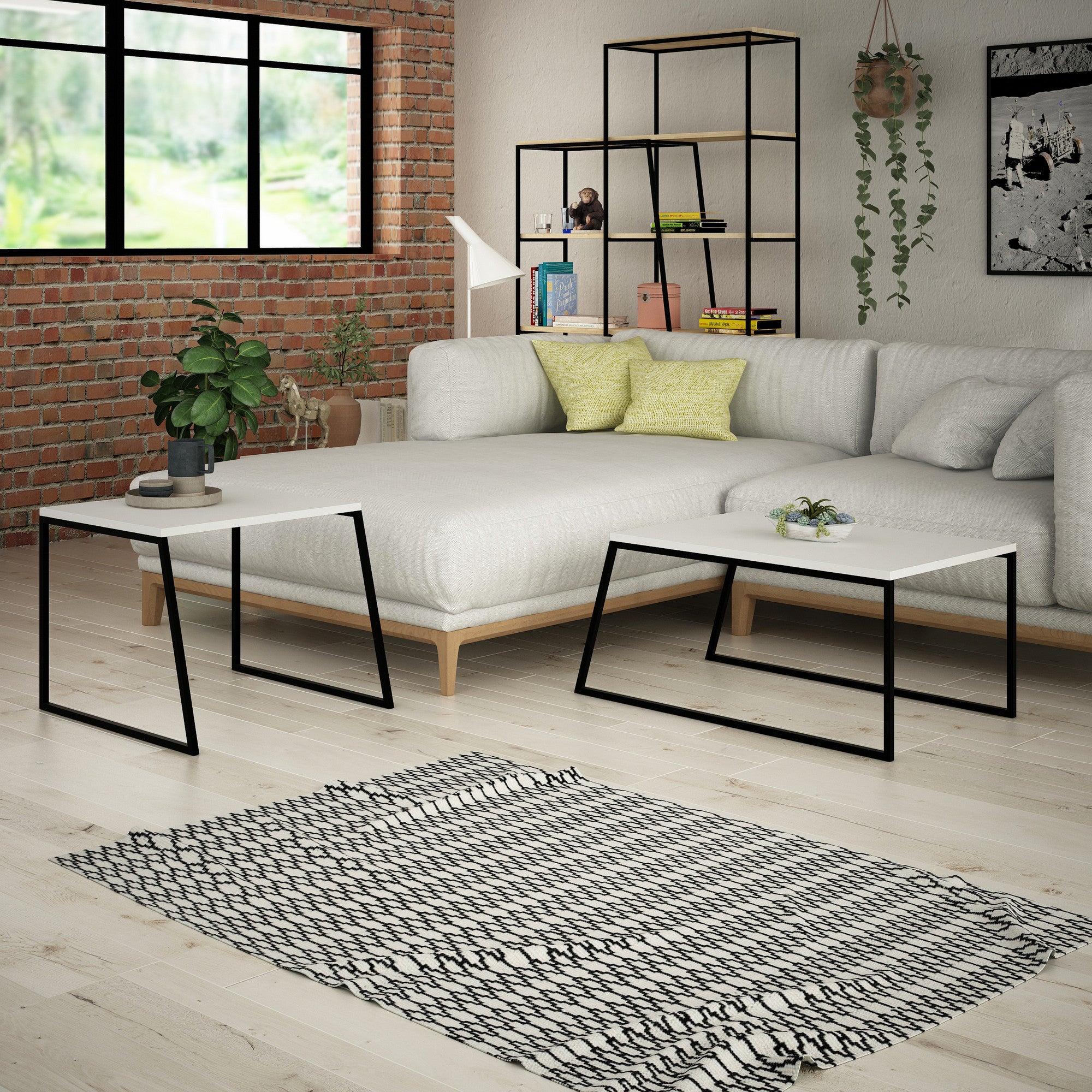 Pal Orta Sehpa - Vit Kaffeebord Set