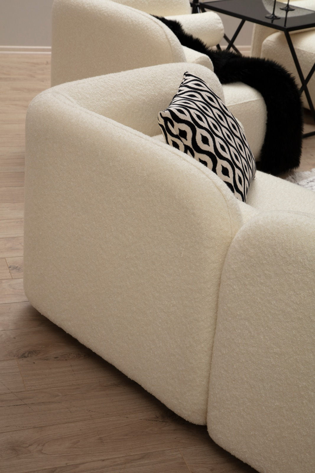Victoria Cream Bouclette 3-sitssoffa
