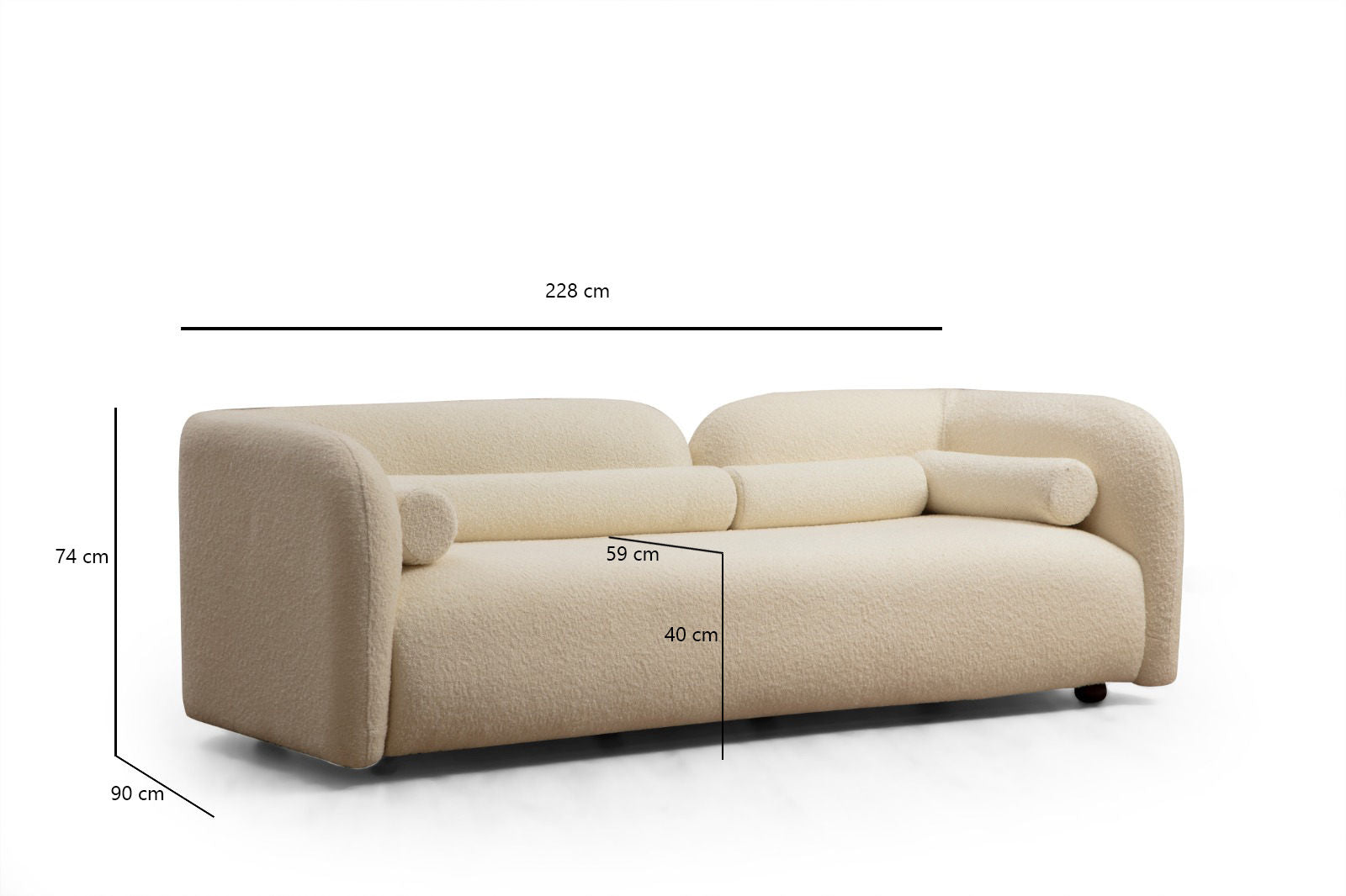 Victoria Cream Bouclette 3-sitssoffa