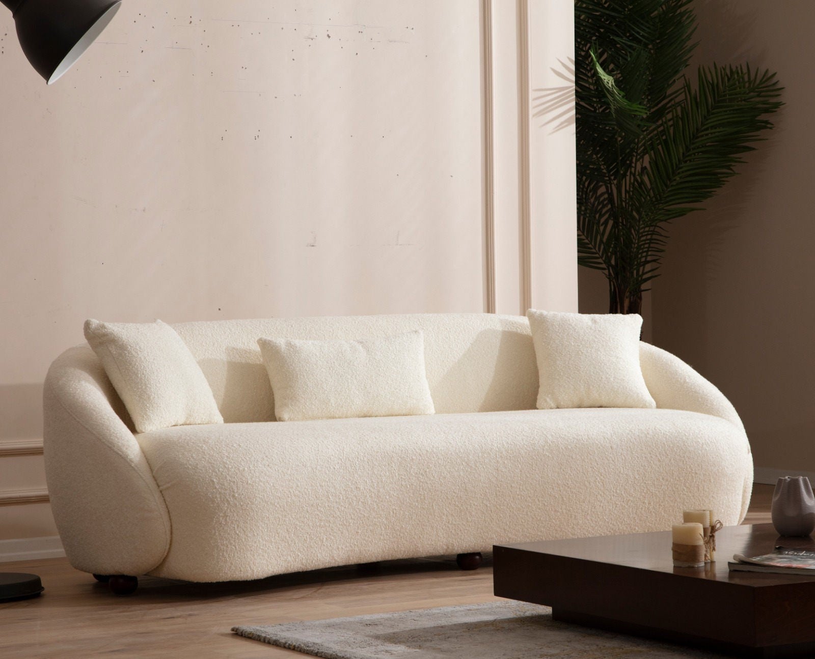 Napoli Cream Bouclette 3-sitssoffa