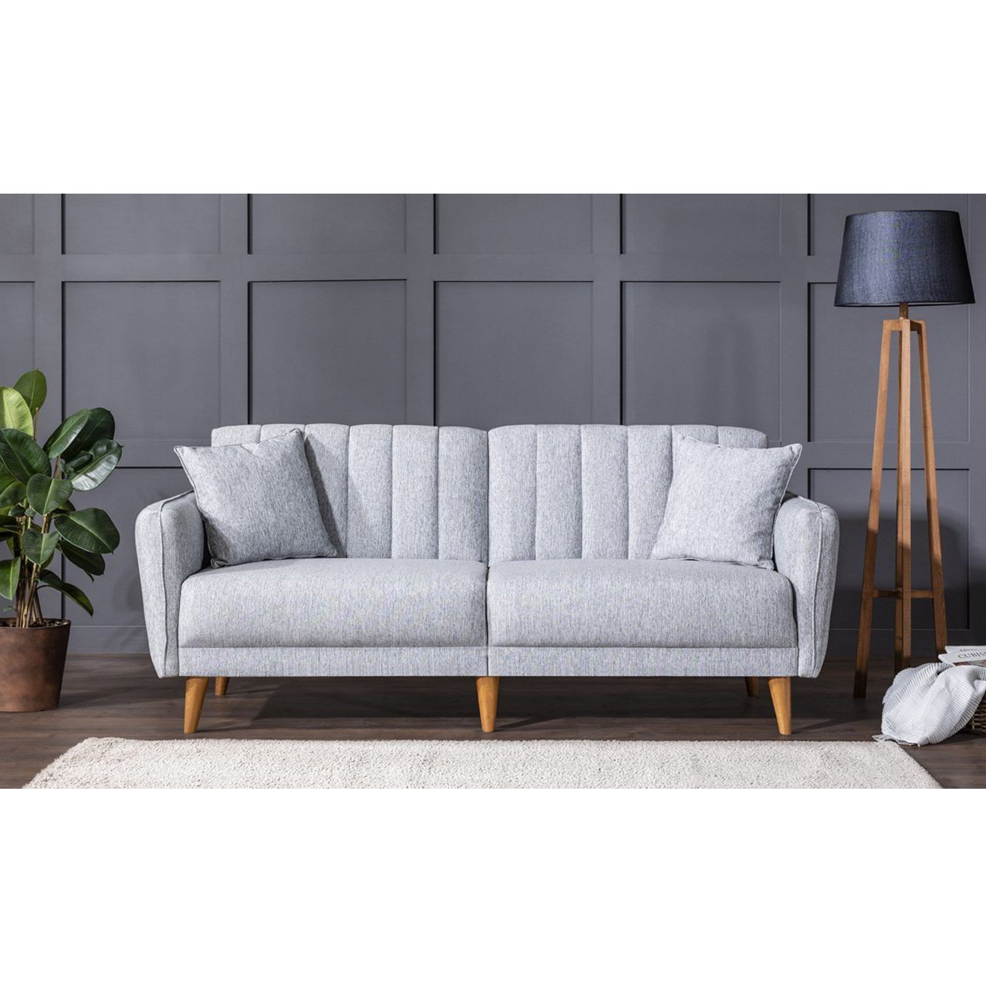 Aqua - Grå 3-Sits Soffa-Bädd
