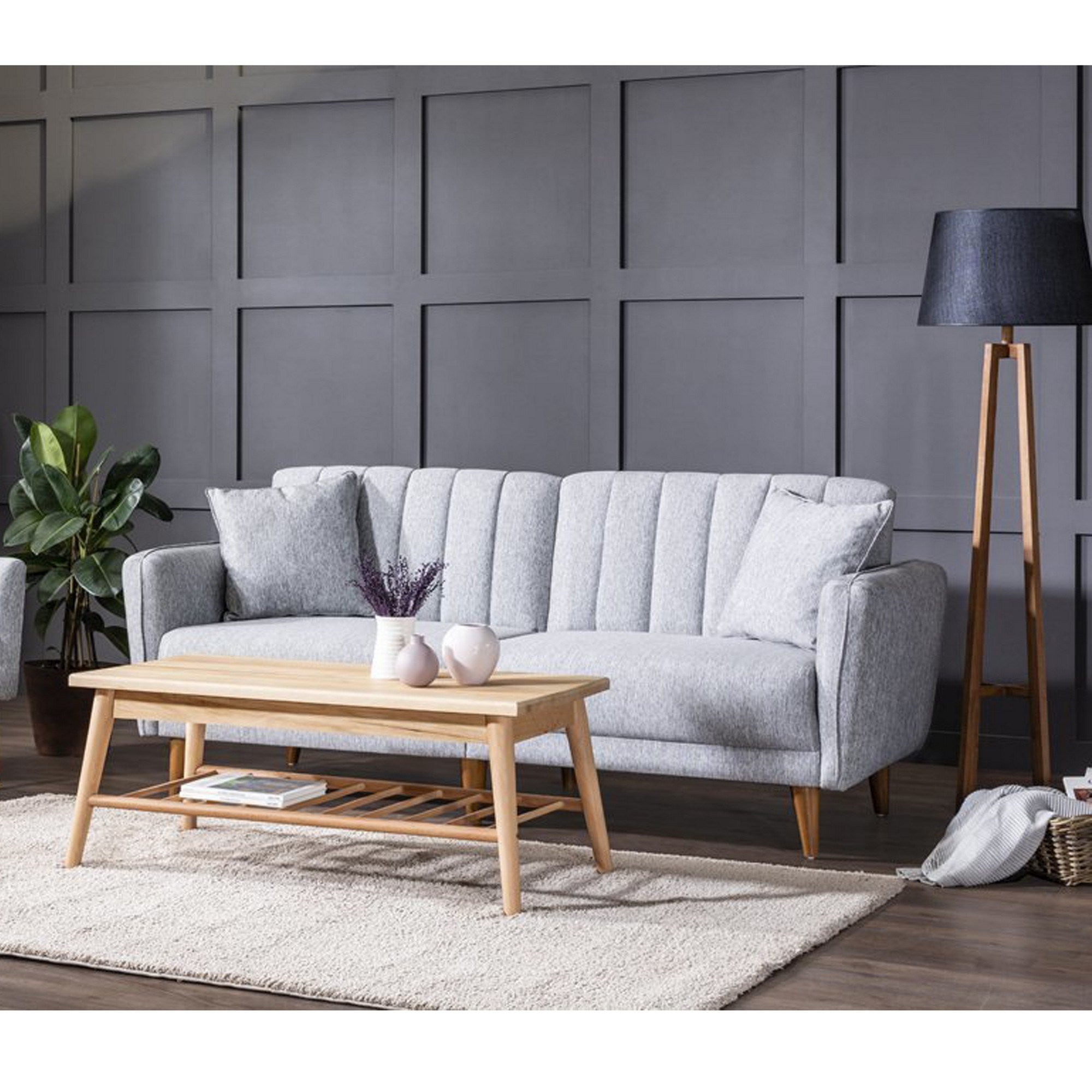 Aqua - Grå 3-Sits Soffa-Bädd