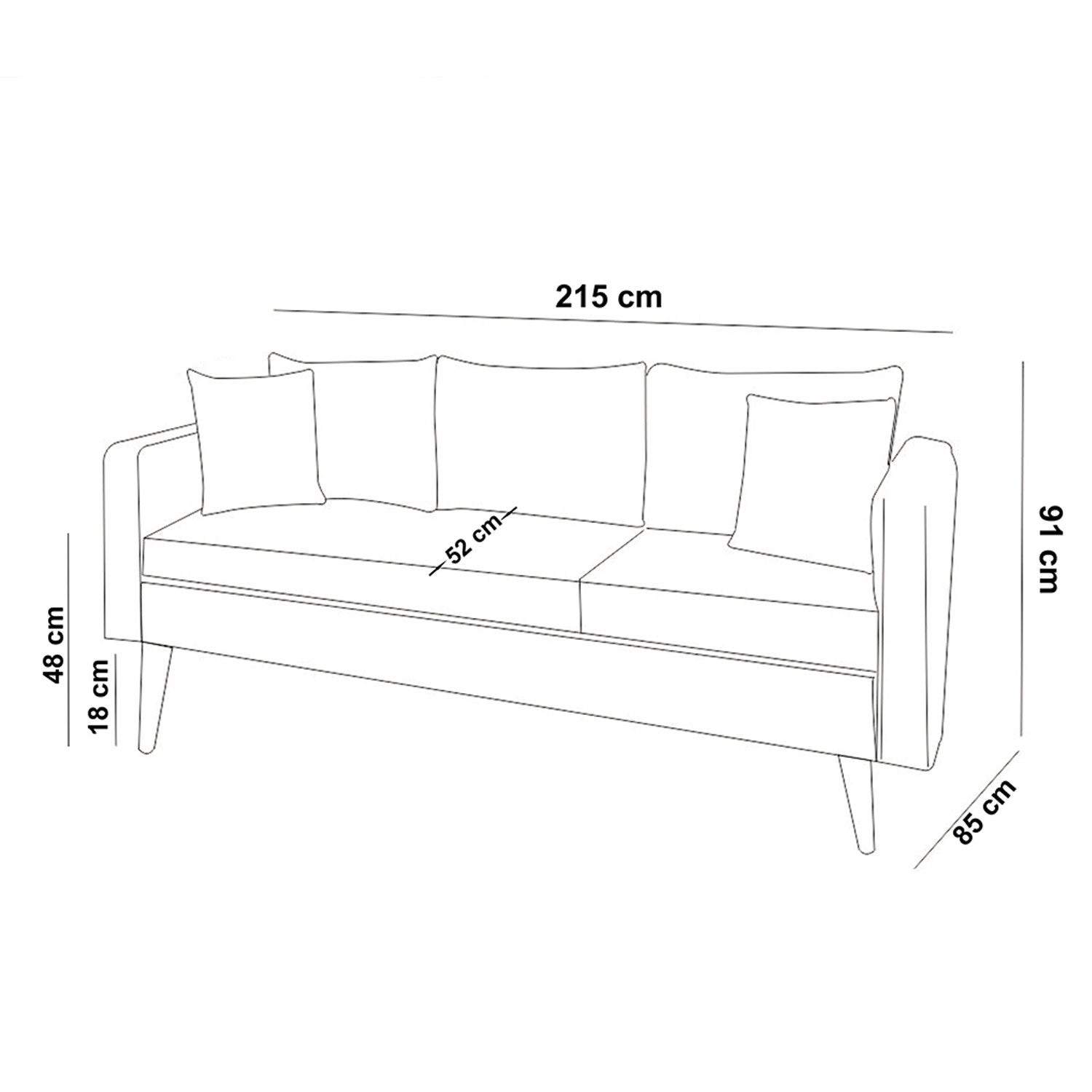 Sofia - Sea Green 3-Seat Sofa