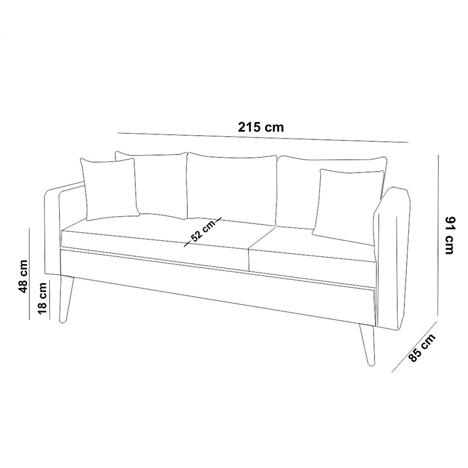 Sofia - Dark Blue 3-Seat Sofa