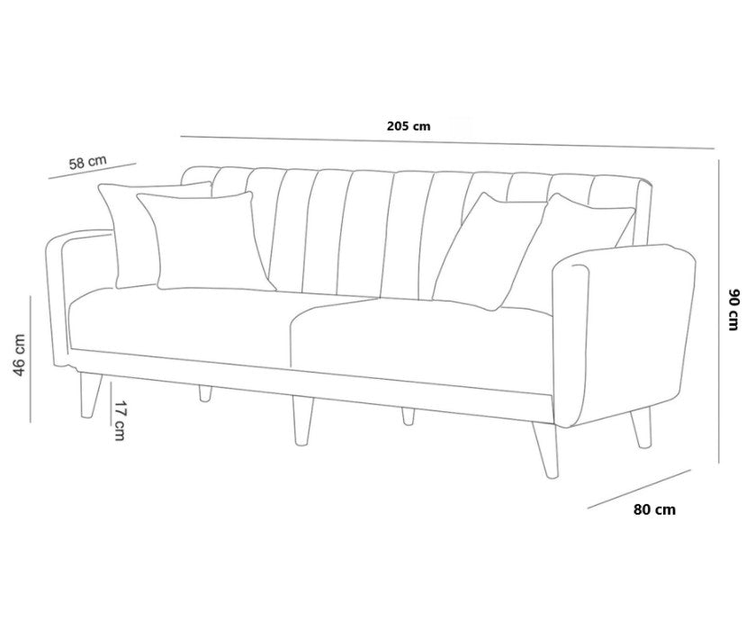 Aqua - Green 3-Seat Sofa-Bed