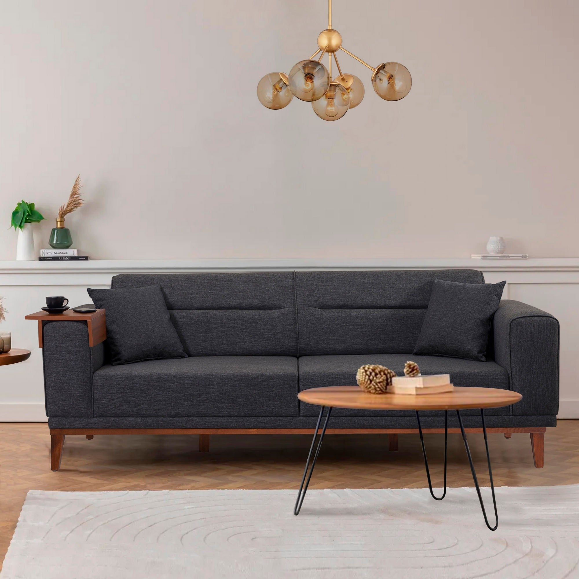 Liones - Antracit 3-sits Soffa-säng