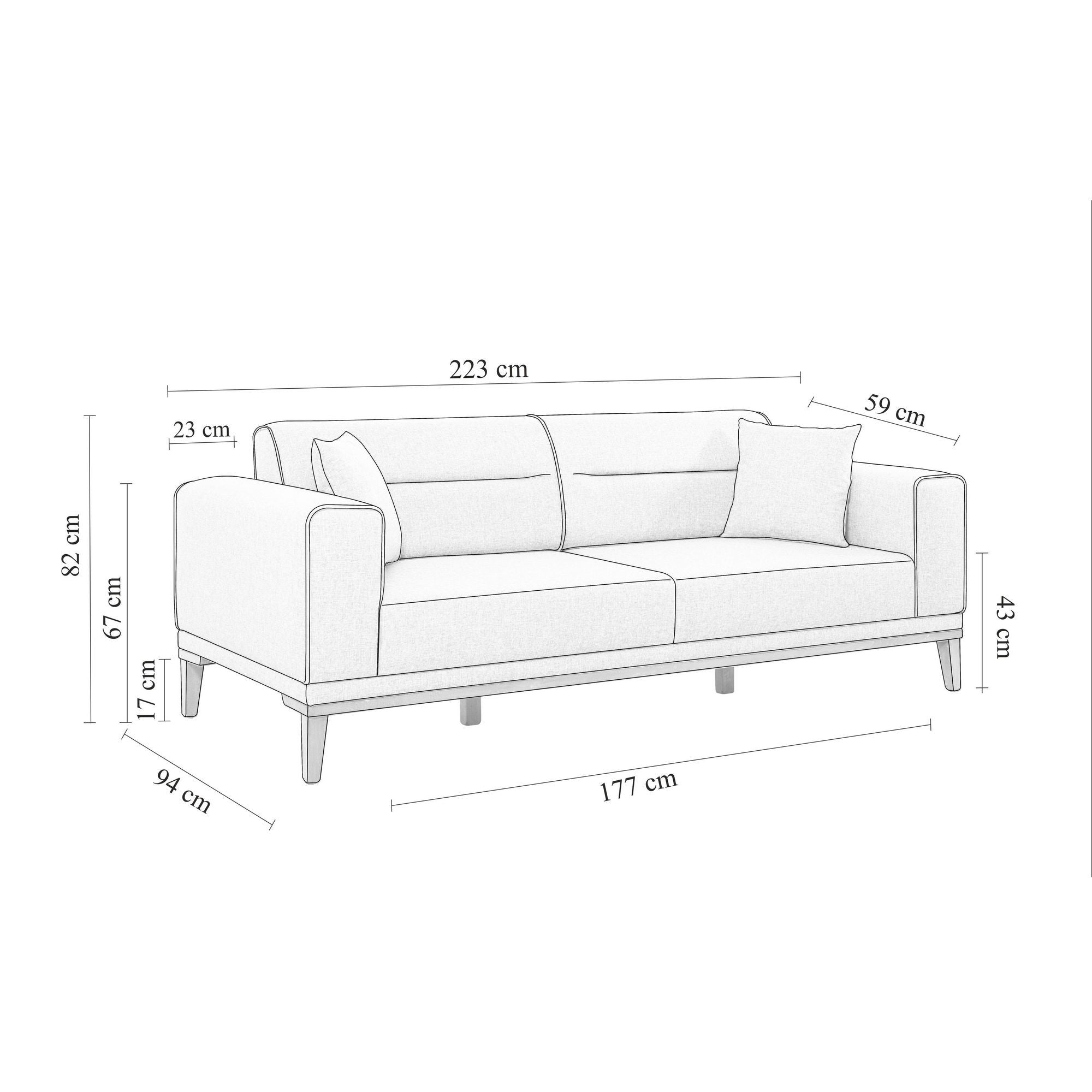 Liones - Mörkblå 3-sits Soffa-säng