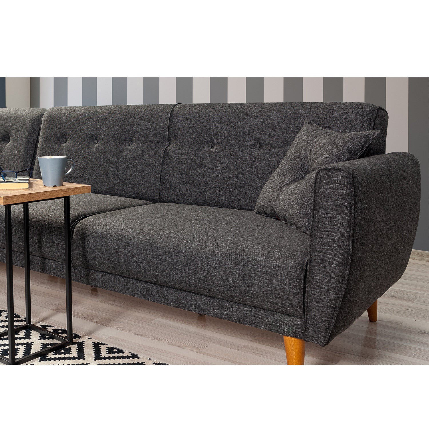 Aria Corner - Antracit Hörnsoffa-Säng