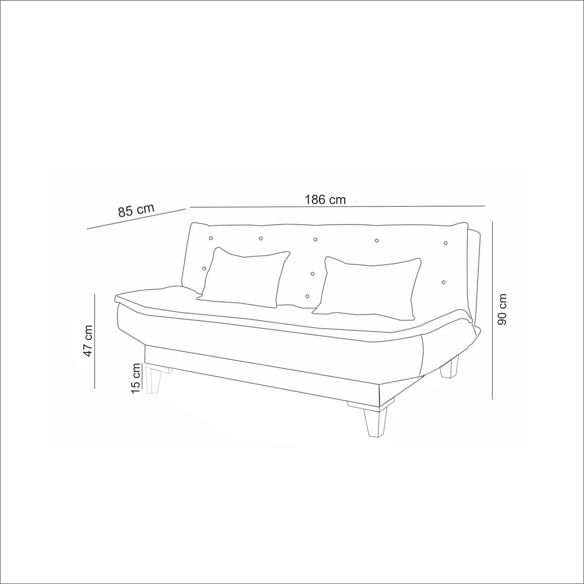 Santo - Antracit 3-Sits Soffa-Säng