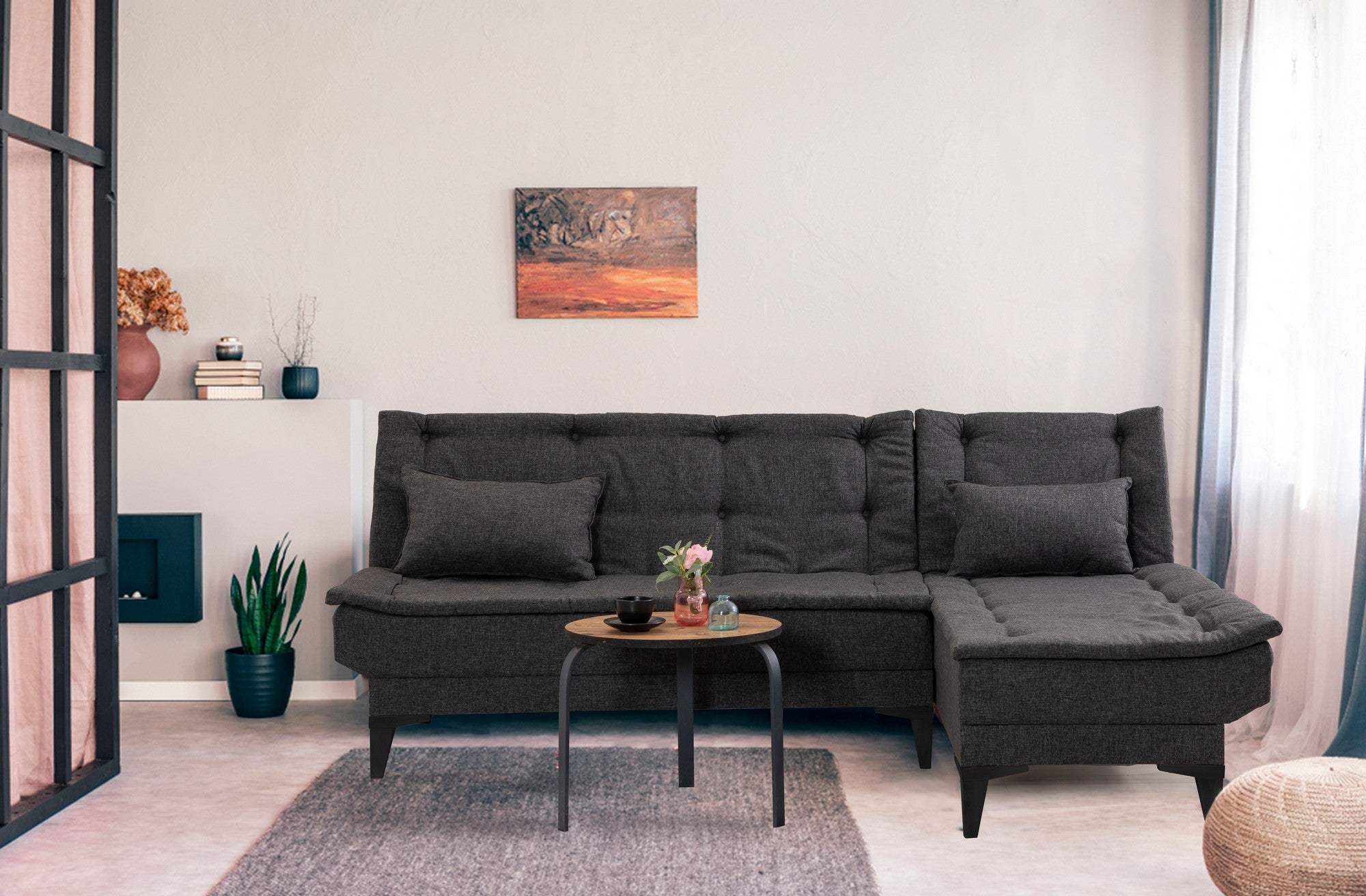 Santo-S - Antracit Hörnsängsoffa
