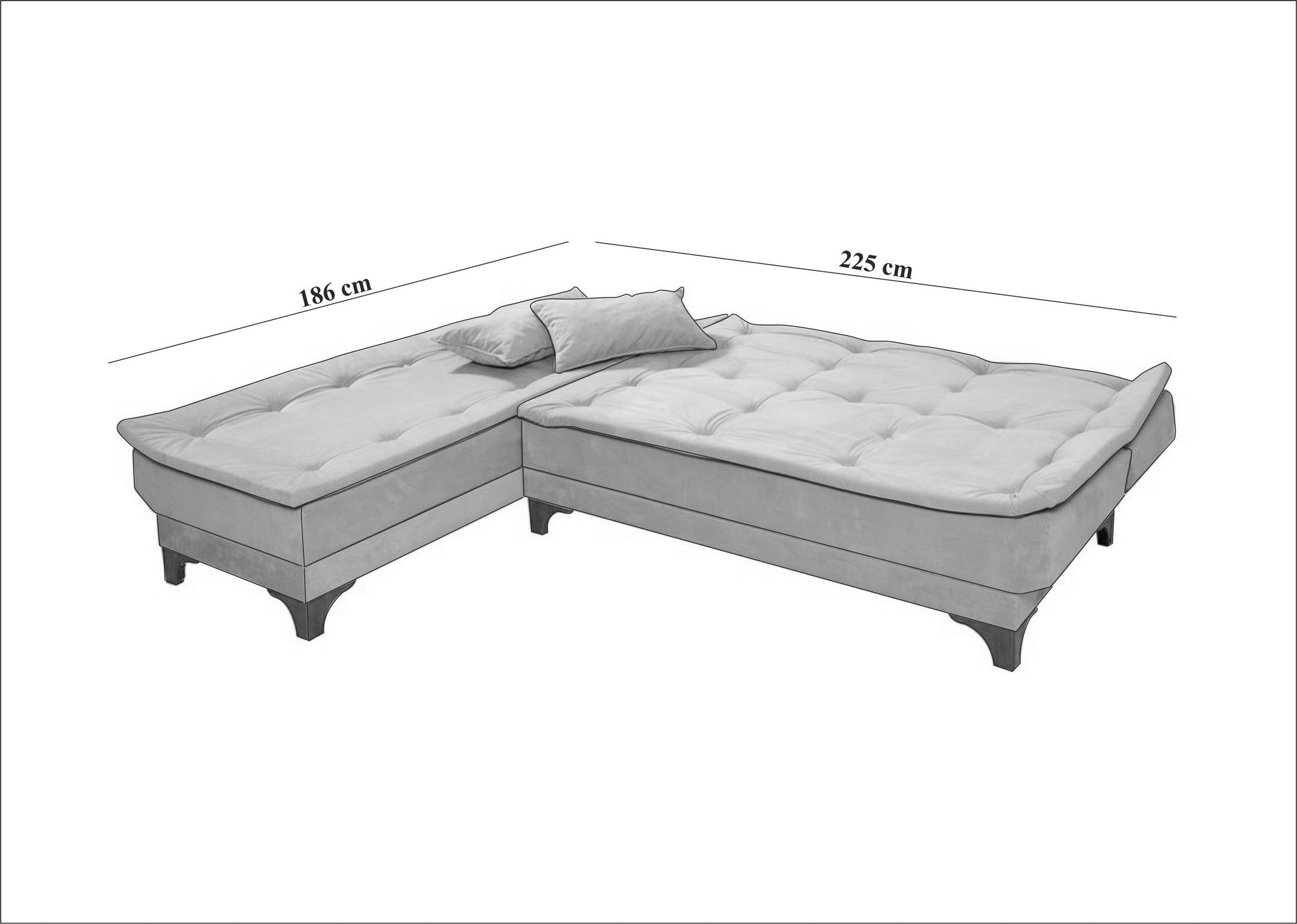 Kelebek Köşe Left - Sea Green Corner Sofa-Bed