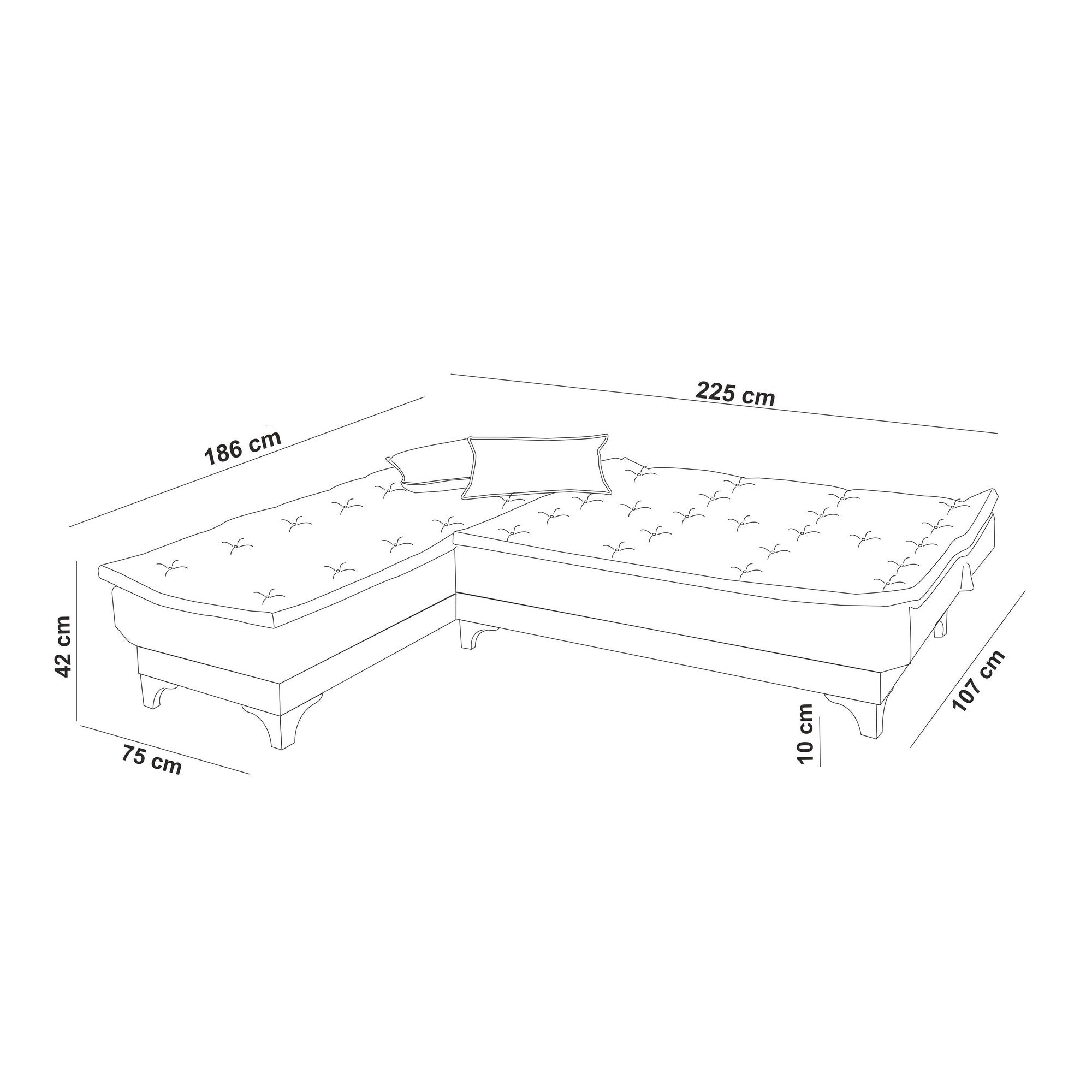 Kelebek Köşe Left - Sea Green Corner Sofa-Bed