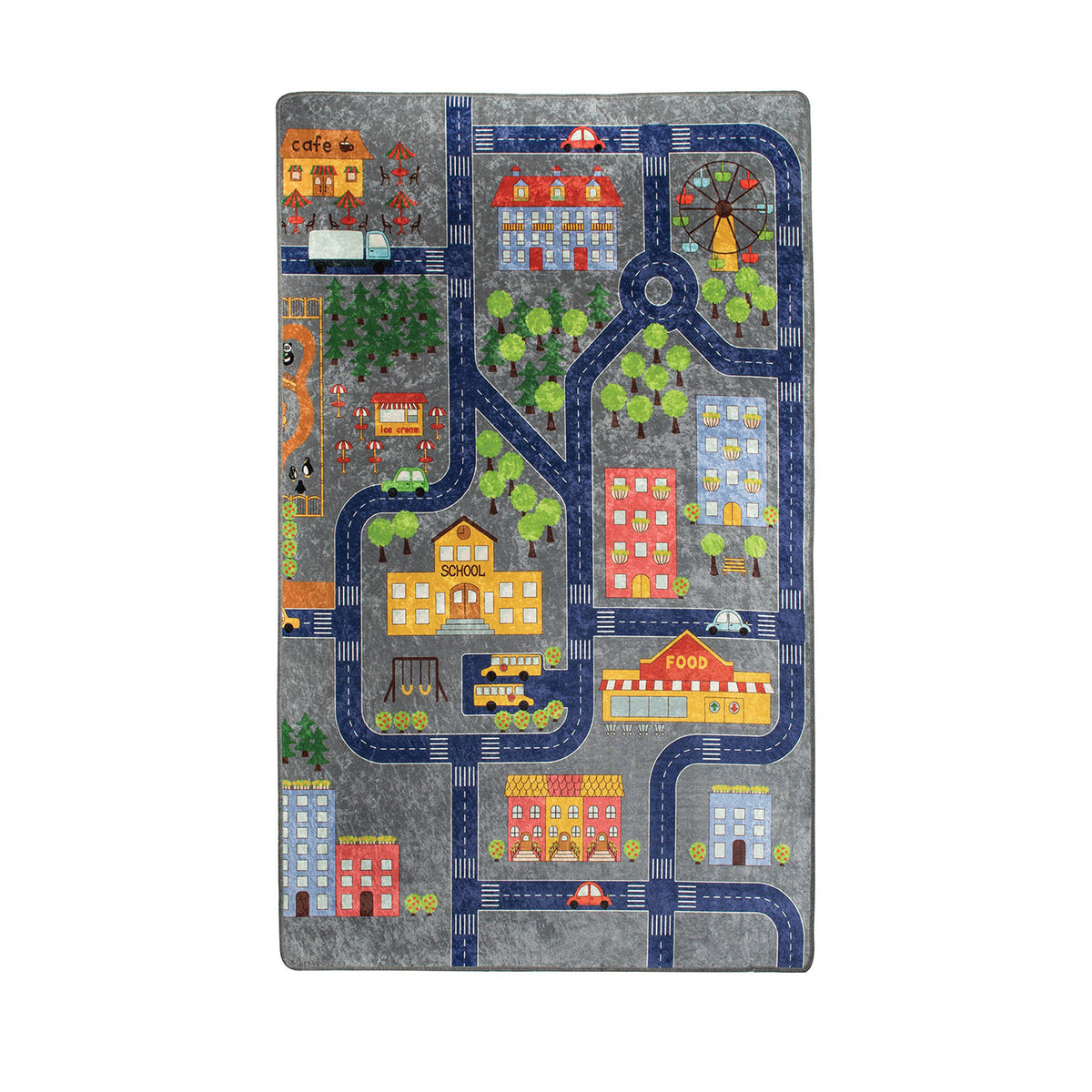 Liten Stad - Grå Matta (140 x 190)