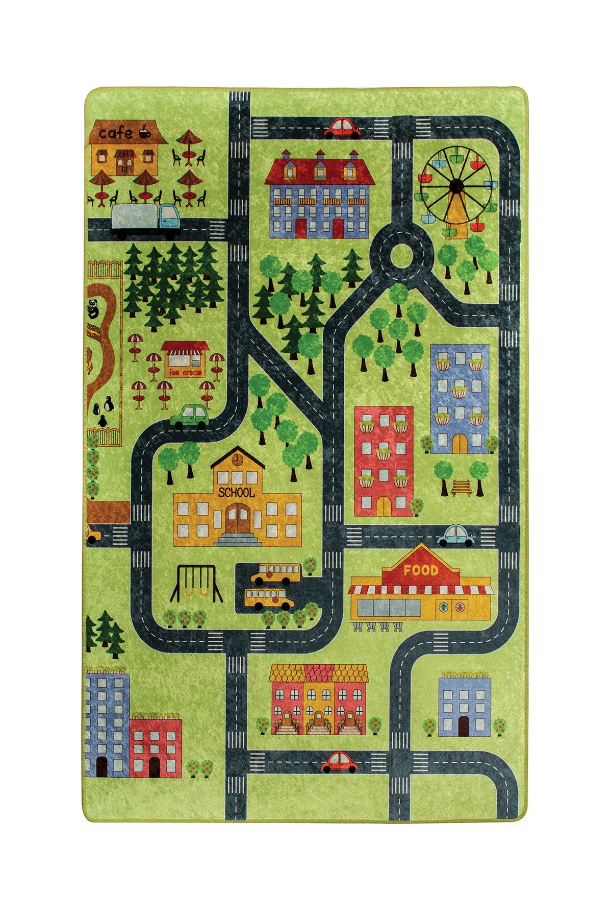 Liten Stad - Grön Matta (100 x 160)