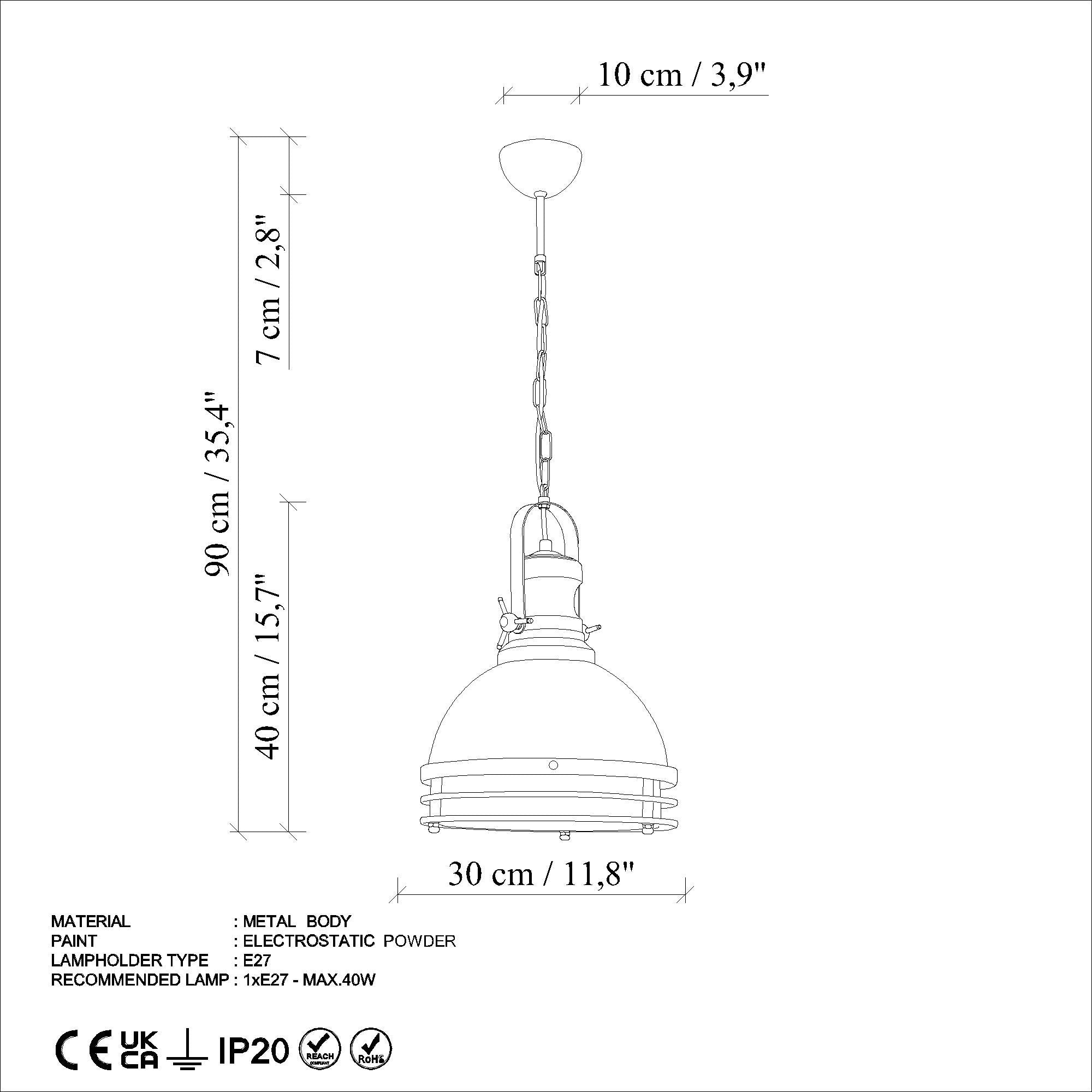 Saglam 3762 - Ljusblå Taklampa