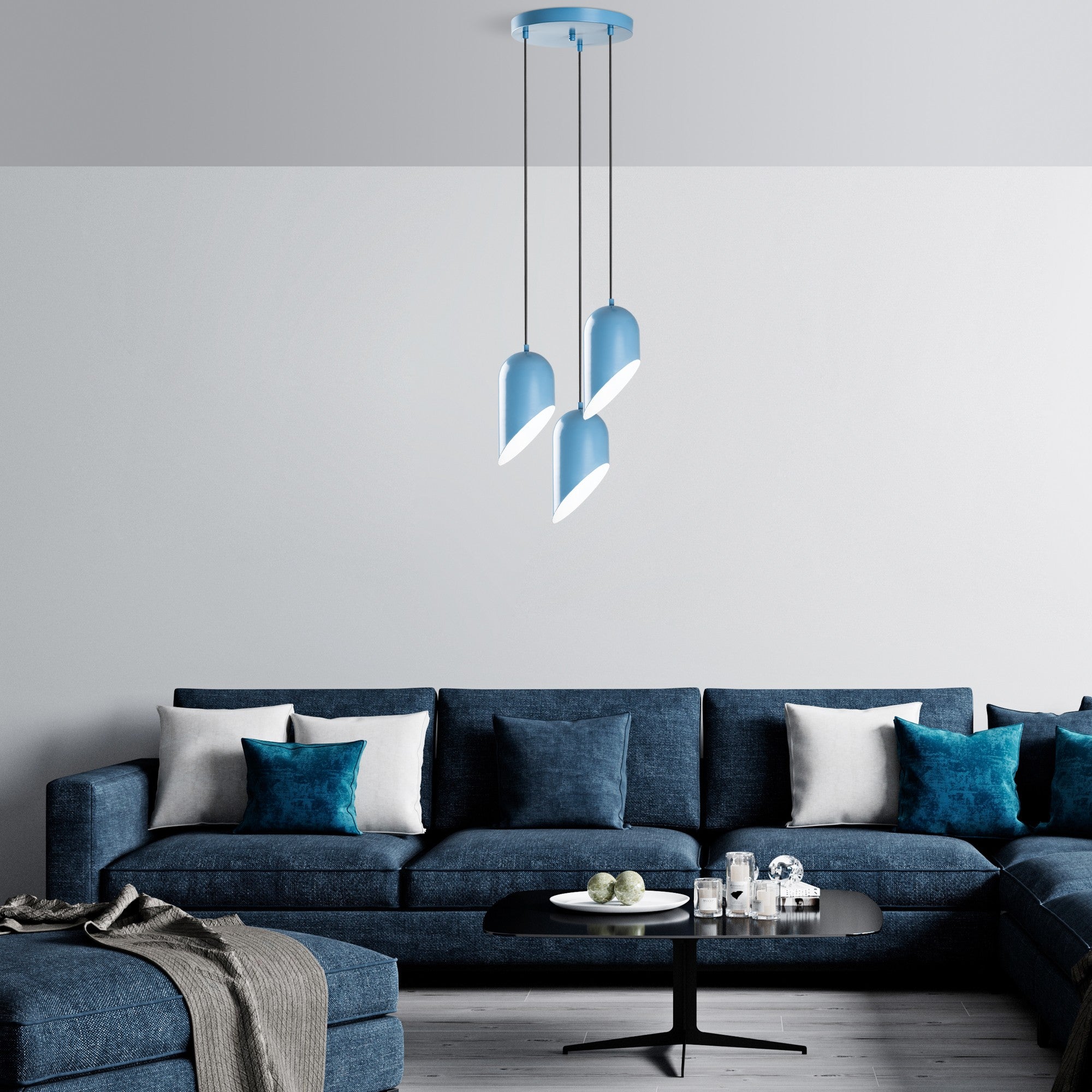 Kesik - 6176 - 3 - Ljusblå Chandelier