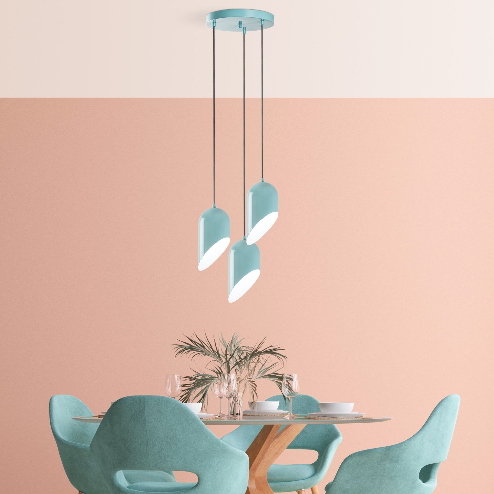 Kesik - 6176 - 3 - Turquoise Chandelier