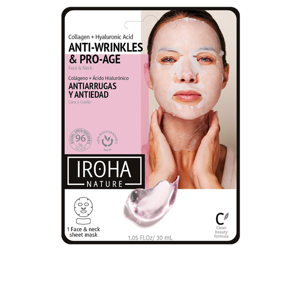 Iroha 100% COTTON FACE & NECK MASK collagen-antiage 1 u